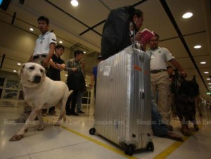Controle met honden op Suvarnabhumi